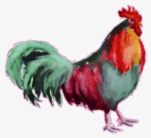 Watercolor Animal Printed Transfers - Colorful Chicken