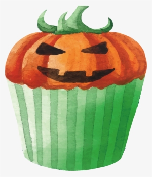 Drawing Halloween Watercolor - Halloween Cupcake Psd