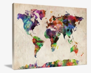 "world Map Urban Watercolor" By Michael Tompsett - World Map Watercolor