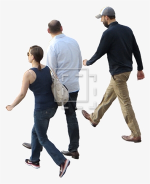 Overhead View Of Three People Walking - Walking Crowd For Photoshop