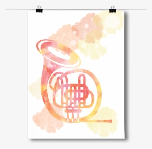 French Horn Silhouette - Inspired Posters French Horn Silhouette - Watercolor