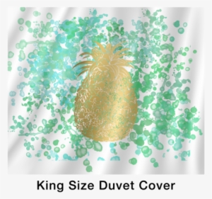 Watercolor And Gold Pineapple Duvet Bed In A Box- With - Pineapple