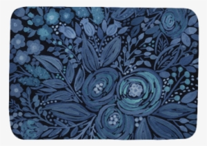 Watercolor Floral Illustration Print In Navy Bath Mat - Watercolor .black Brown Floral Pattern . Scarf