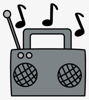 Radio With Music Notes - Boombox Clipart