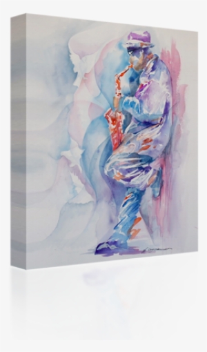 Sax By The Wall - Watercolour Painting Saxophone Player
