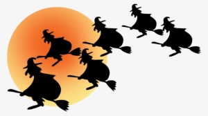 Halloween Border Image With Witches And Moon - Halloween Border Png