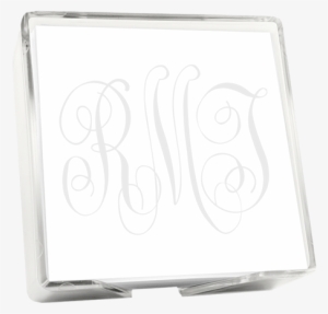 Embossed Graphics Watercolor Monogram Memo Square - Highland Memo Square - White With Holder