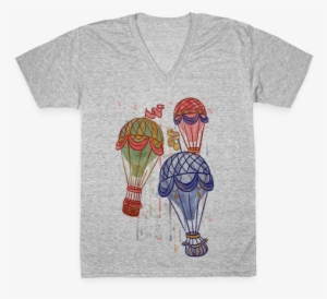Watercolor Balloon Trip V-neck Tee Shirt - T Shirt Design For Baking