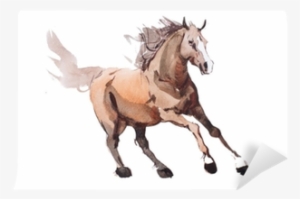 Watercolor Painting Of Galloping Horse, Free Running - Cheval Au Galop Dessin