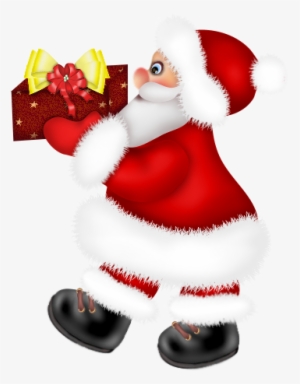 Santa Claus With Red Present Png Clipart - Portable Network Graphics