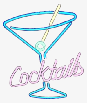 Cocktails Neon Sign On White Matte - Cocktail Neon Png