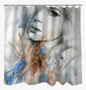 Watercolor Illustration Shower Curtain • Pixers® •