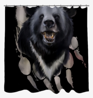 Head Of A Black Bear Watercolor Painting Shower Curtain - Watercolor Painting