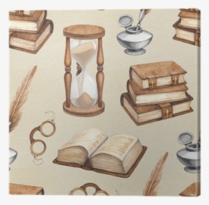 Watercolor Vintage Books, Glasses, Sand Hourglass And - Kültür Yayıncılık 11. Sınıf Dil Ve Anlatım Konu Anlatımlı