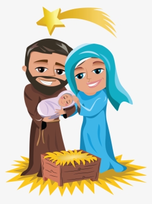 Png Royalty Free Christmas Jesus Clipart - Mary And Joseph Cartoon