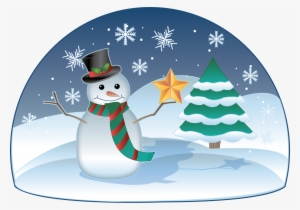 Free Christmas Snowman In Scene - Winter Scene Clip Art