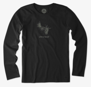 Women's Watercolor Pine Long Sleeve Crusher Tee - Life Is Good. Women's Ls Crusher - Snowplace Like Heart