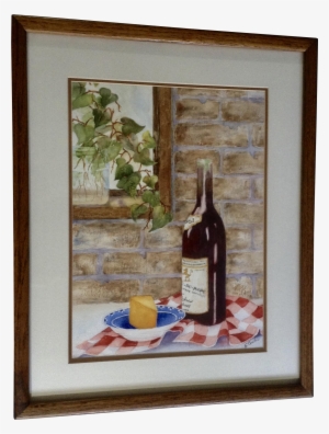 Archer Wine & Cheese Still Life Water Color Works On - Wine Bottle