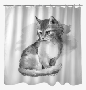 Black And White Watercolor Painting Shower Curtain - Watercolor Painting
