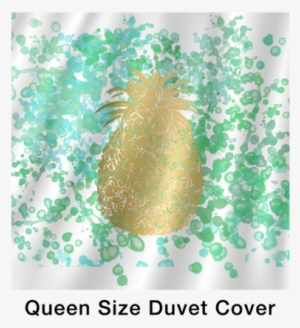 Gold Pineapple With Watercolor Inspired Background - Fruit