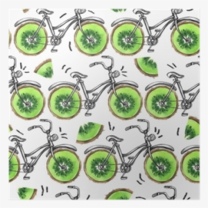 Watercolor Seamless Pattern Bicycles With Kiwi Wheels - Bicycle