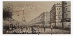 Paris Eiffel Tower Black And White Oil Painting - Eiffel Tower