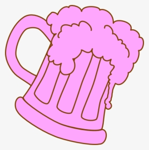 Pink Outline Beer Mug Clip Art - Pink Beer Mug