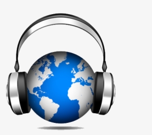 They Turned The World Upside Down - Globe With Headphones Png