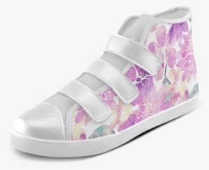 Watercolor Flower Pattern Velcro High Top Canvas Kid's - Toddler Vans Sk8-hi Zip
