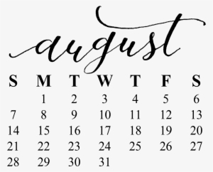 August - Calendar August 2017 Png