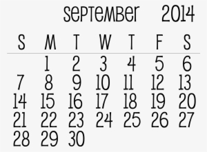 September 2014 Calendar Printable Template Http Www - September Calendar Png