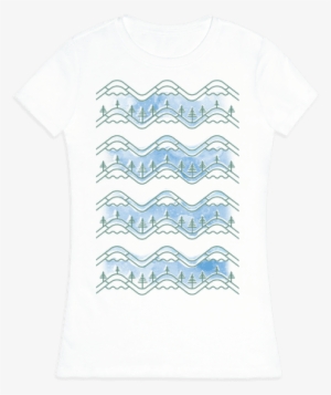 Watercolor Mountains Womens T-shirt - Dinosaurs Eat Man Women Inherits The Earth