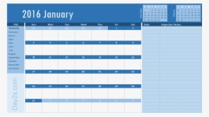 2016 Yearly Calendar - Template