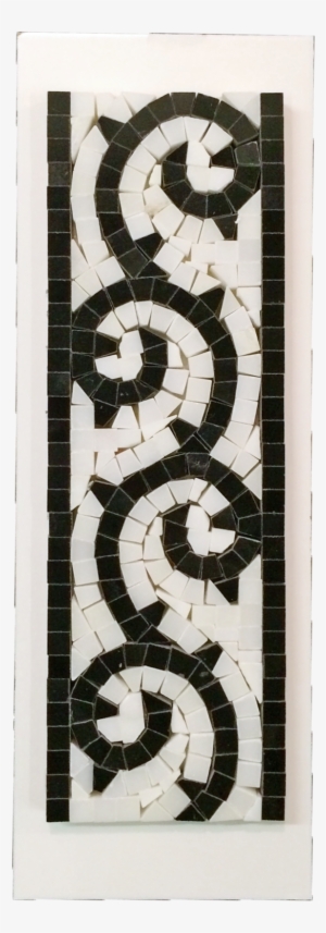Wave Border Black And White Polished - Tile