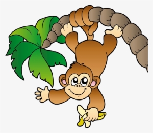Cartoon Monkey Clipart - Monkey Hanging From A Tree