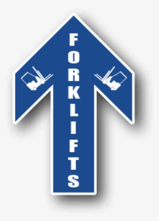 Blue Floor Directional Arrow For Forklifts, With Symbol