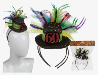 Diadema De Plástico Con Gorro De Cumpleaños 60 Y Plumas