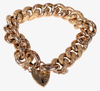 Victorian Gold Curb Link Bracelet With Heart Lock