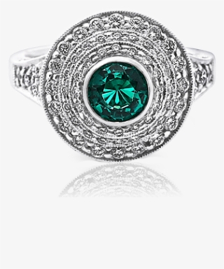 Biron Emerald Ladies Diamond Ring Halo