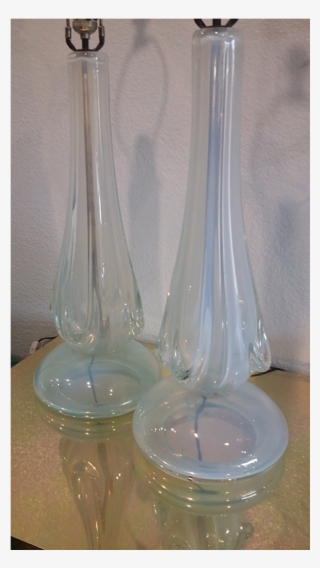 Pair Of Opal Murano Lamps