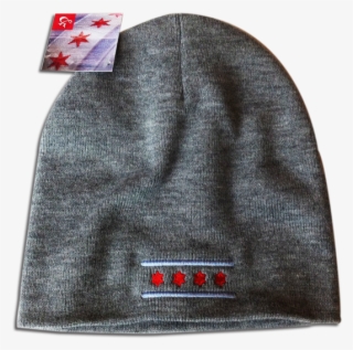 Grey Chicago Flag Beanie Gorrita, Chicago