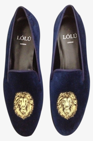 Navy Blue Slippers With Lion Crest