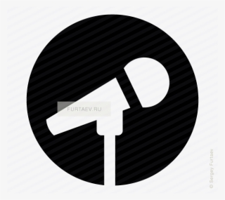 Vector Icon Of Microphone On Stand Against Circle