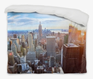 Aerial View Of Manhattan Skyline At Sunset, New York