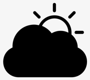 Cloudy Day Symbol Of Weather Interface Of Black Cloud - Cloud And Sun Symbol