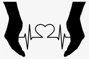 Cupped Hand Silhouette Clipart - Heart Ekg Black And White