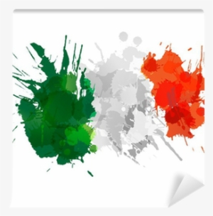 Italian Flag Made Of Colorful Splashes Wall Mural •