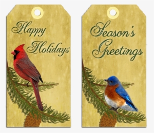 Christmas Gift Tags Cardinal Bluebird - 100 Holiday Gift Tags