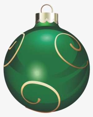 Transparent Green And Gold Christmas Ball Png Clipart - Green Christmas Ornament Clipart