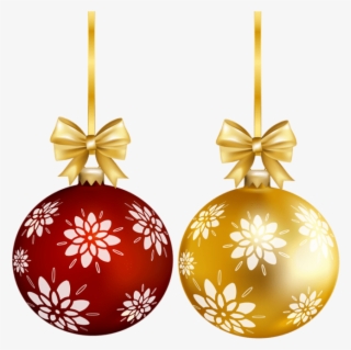 Red Gold Christmas Ball Png Transparent Clip Art - Christmas Ball Png Transparent